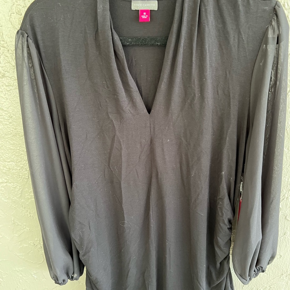 Vince Camuto Black 3/4 Sleeve Relaxed Blouse
